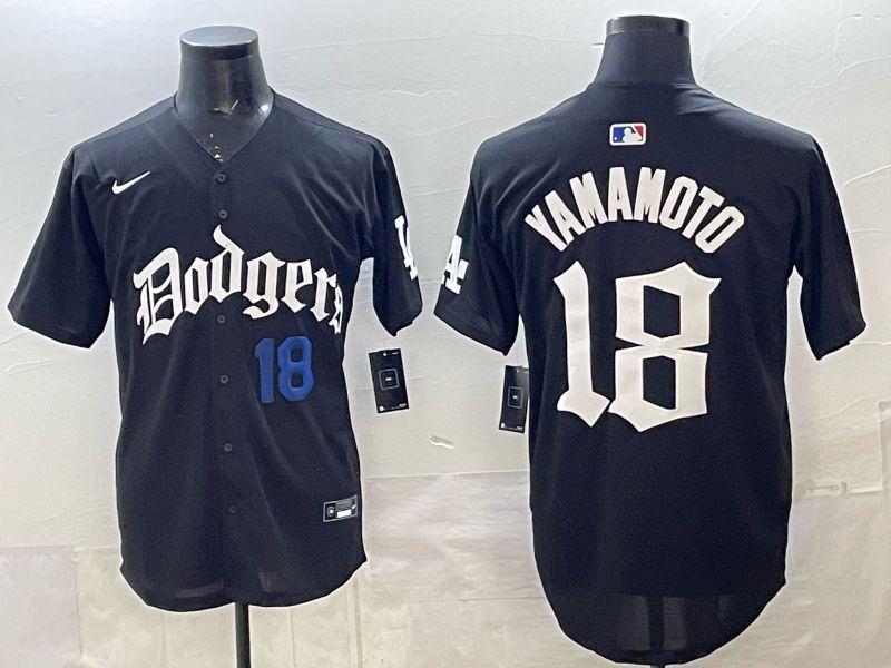 Men 2026 Nike Los Angeles Dodgers #18 Yamamoto Black Game MLB Jersey 018->los angeles dodgers->MLB Jersey